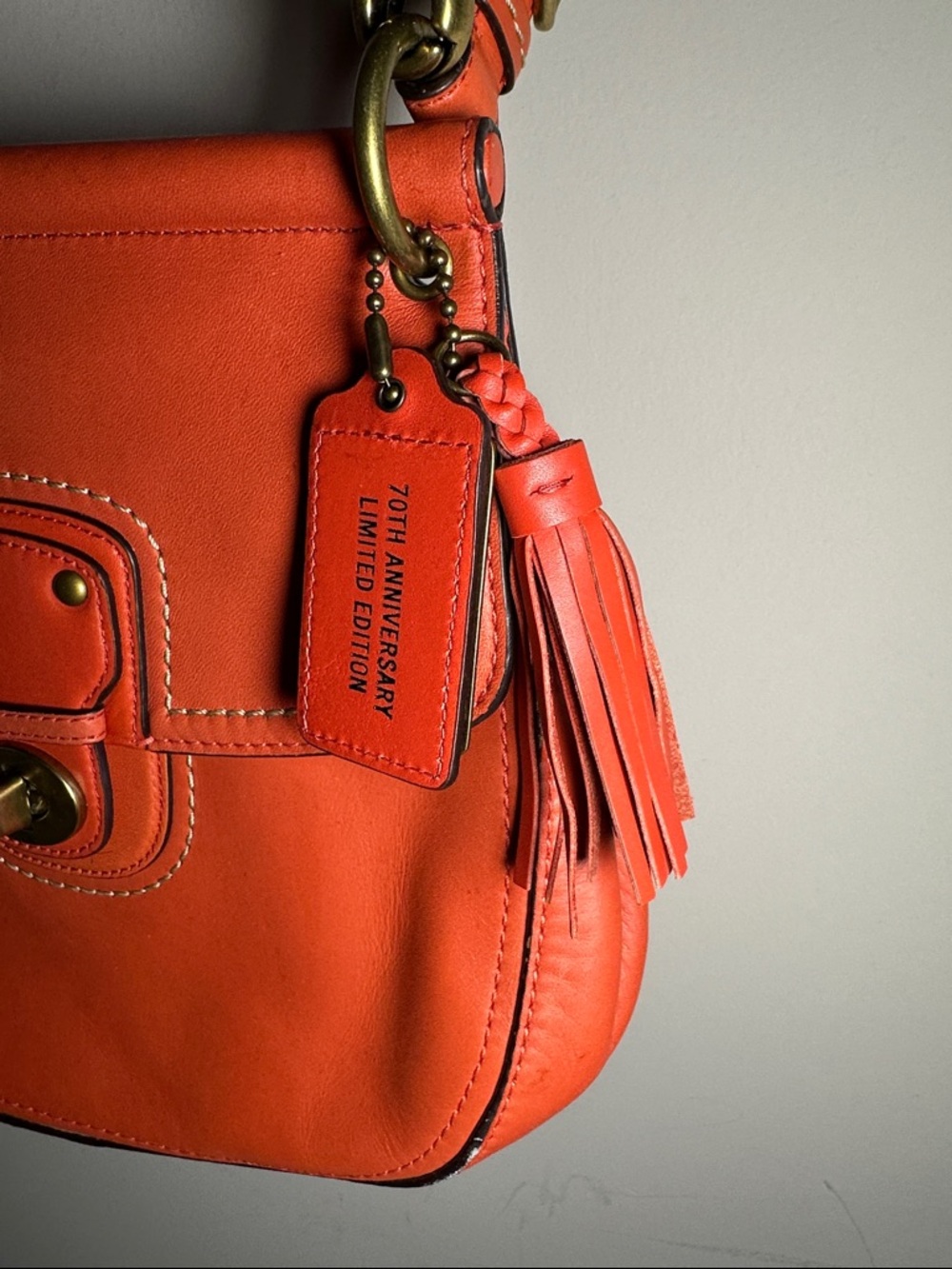 Coach Willis legacy y2k 70th AnniversaryClassic Orange Leather Crossbody Bag - Picture 2 of 16
